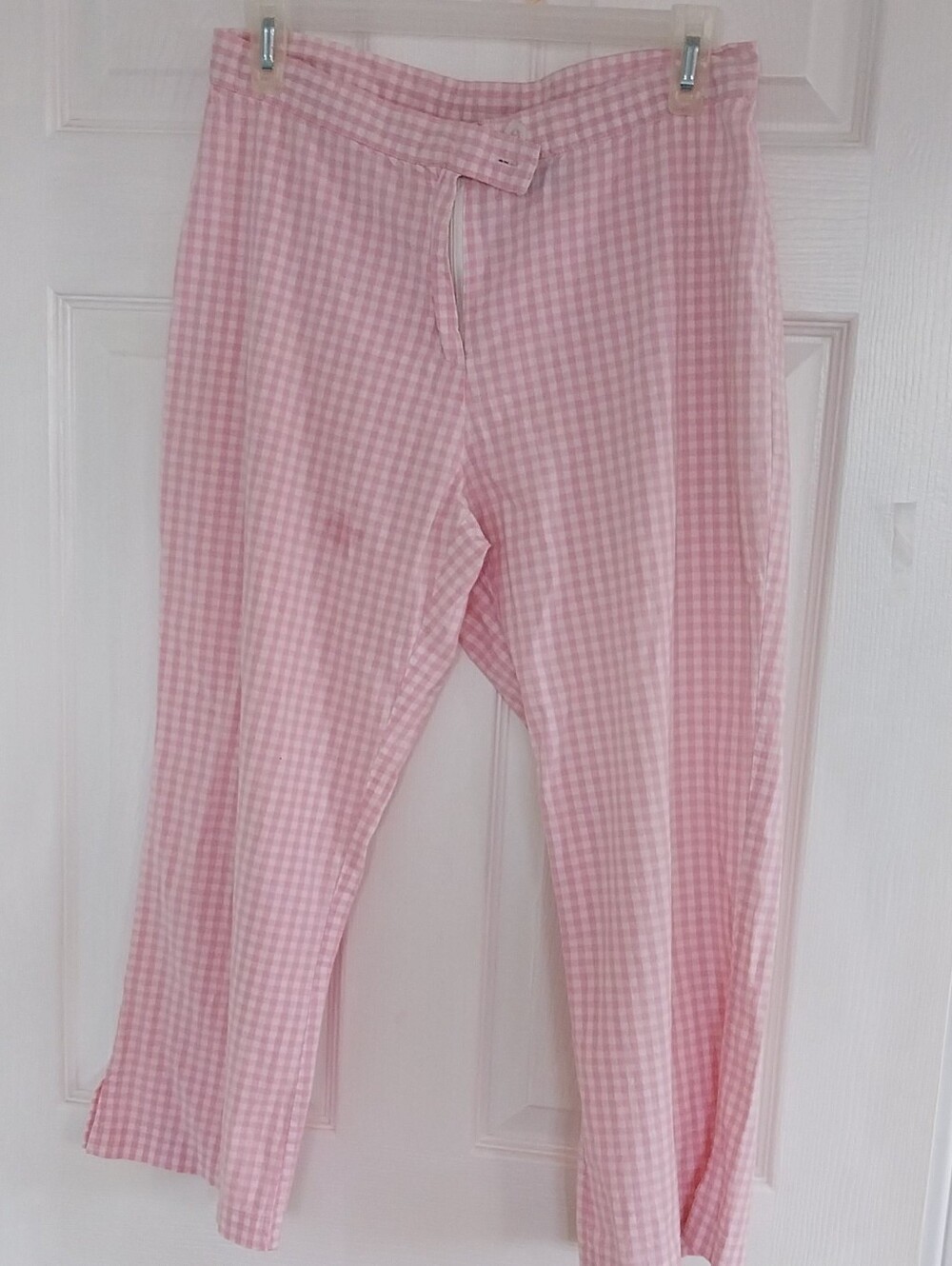 Stretch  Pink Checker Ankle Pant